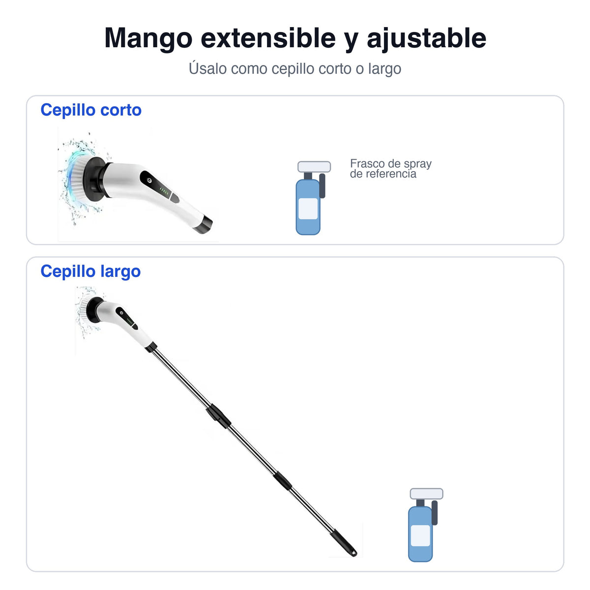 Limpiador giratorio eléctrico 9 en 1 con mango extensible